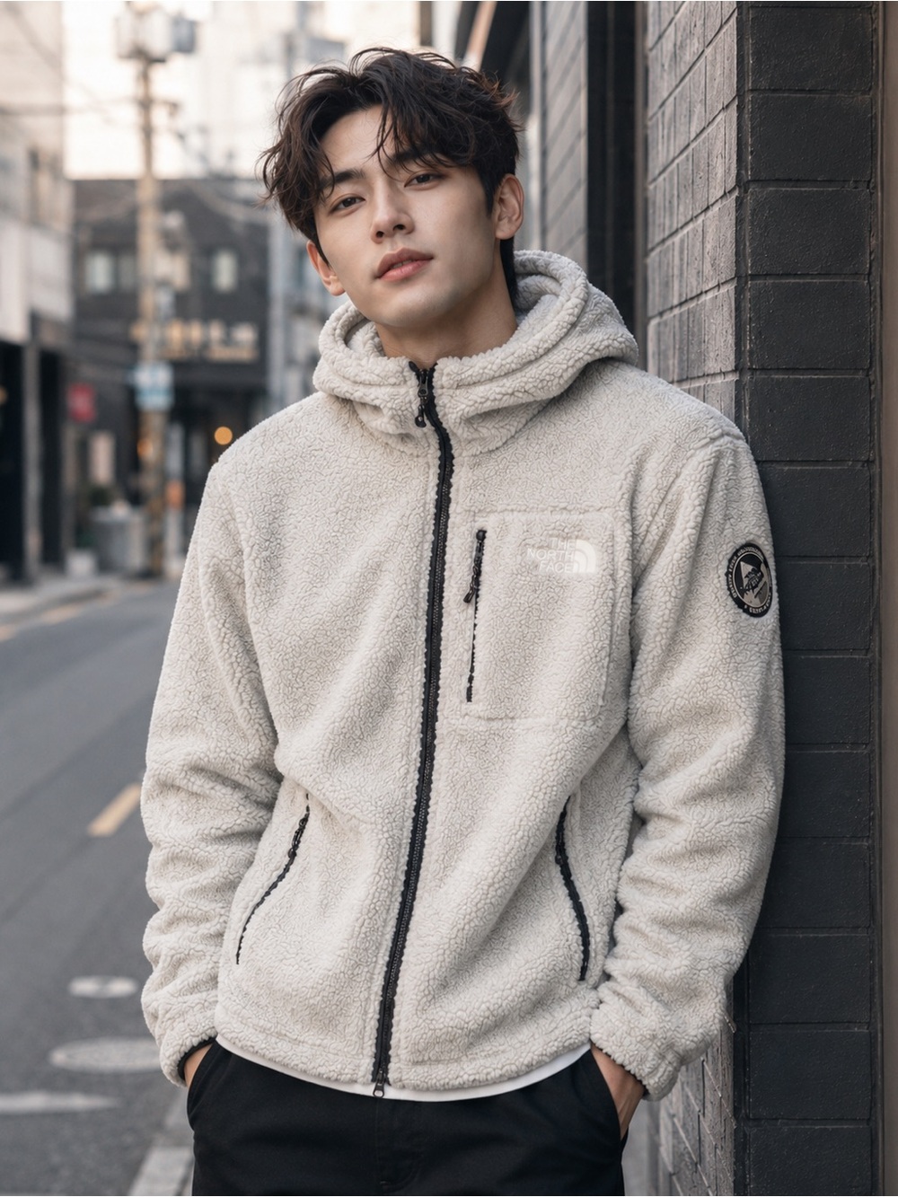 The North Face South Korean Exclusive Hooded Sherpa Fleece Jacket